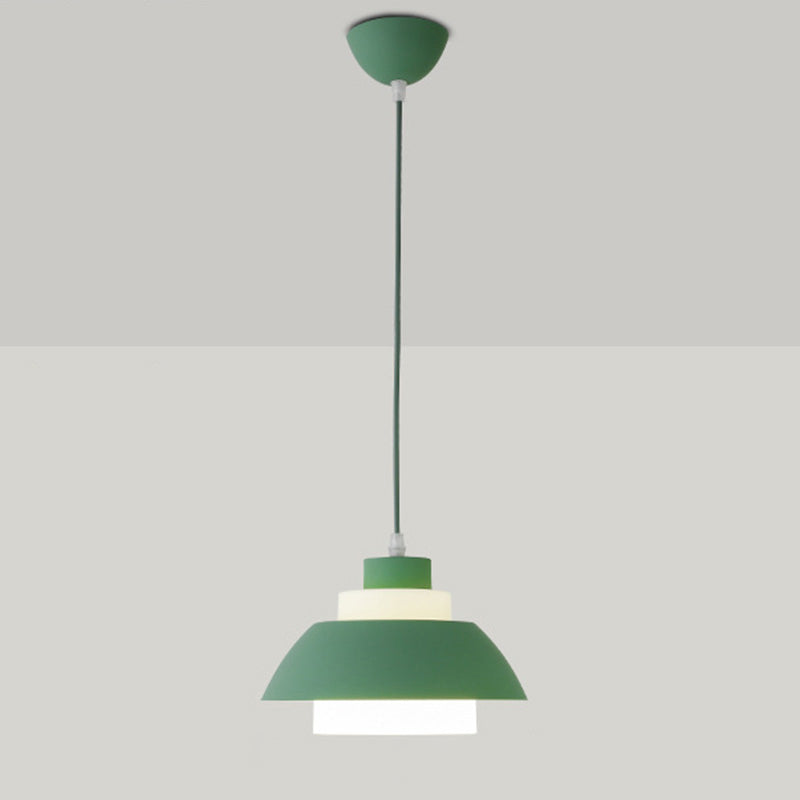Bol en aluminium plafonnier pendrier léger macaron à la lampe à bulbe unique avec insert de l'ombre acrylique