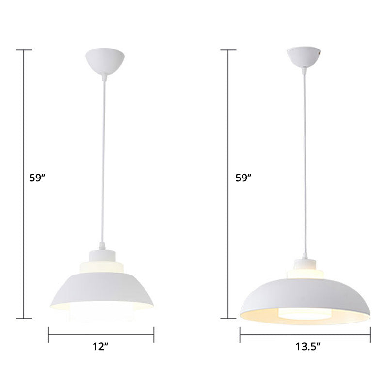 Bol en aluminium plafonnier pendrier léger macaron à la lampe à bulbe unique avec insert de l'ombre acrylique