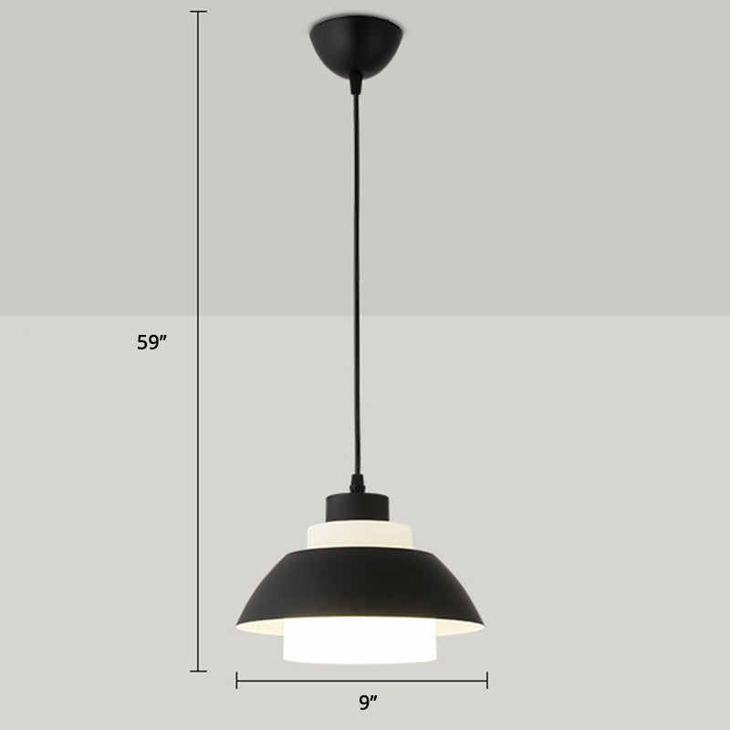 Bol en aluminium plafonnier pendrier léger macaron à la lampe à bulbe unique avec insert de l'ombre acrylique