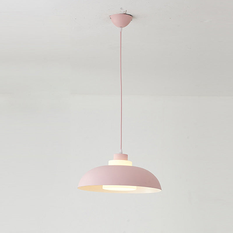 Bol en aluminium plafonnier pendrier léger macaron à la lampe à bulbe unique avec insert de l'ombre acrylique