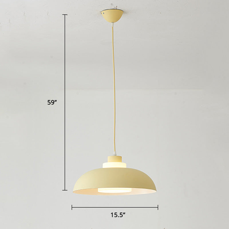 Bol en aluminium plafonnier pendrier léger macaron à la lampe à bulbe unique avec insert de l'ombre acrylique