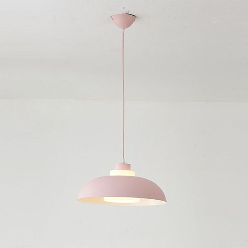 Bol en aluminium plafonnier pendrier léger macaron à la lampe à bulbe unique avec insert de l'ombre acrylique