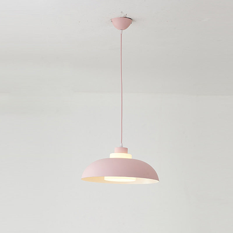 Bol en aluminium plafonnier pendrier léger macaron à la lampe à bulbe unique avec insert de l'ombre acrylique