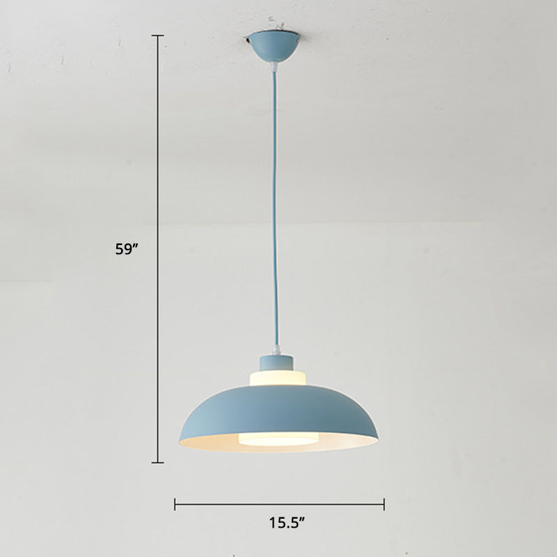 Bol en aluminium plafonnier pendrier léger macaron à la lampe à bulbe unique avec insert de l'ombre acrylique