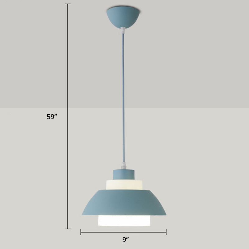 Bol en aluminium plafonnier pendrier léger macaron à la lampe à bulbe unique avec insert de l'ombre acrylique