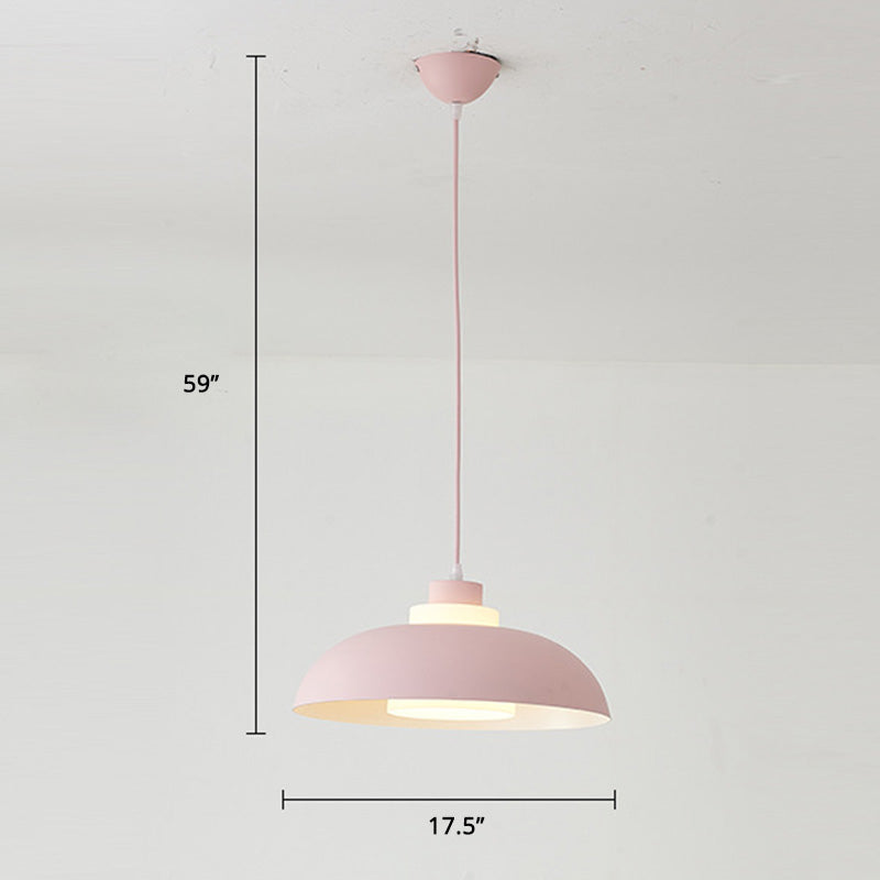 Bol en aluminium plafonnier pendrier léger macaron à la lampe à bulbe unique avec insert de l'ombre acrylique