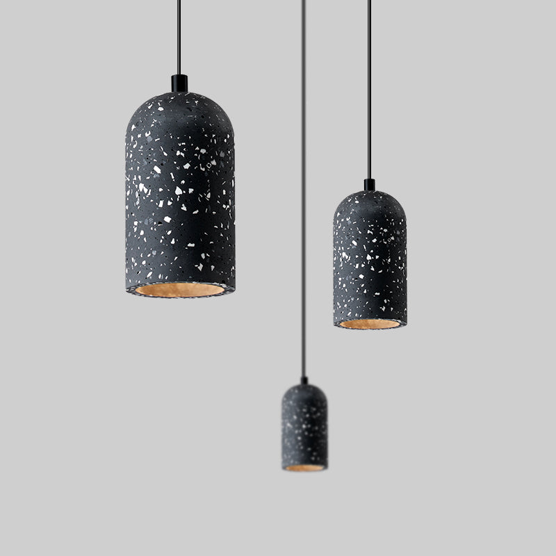 Elongated Dome Terrazzo Hanging Lamp Nordic Style Single Pendant Light Fixture for Bedroom