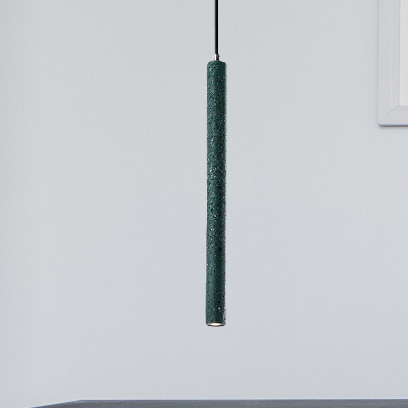 Tube Pendant Lighting Nordic Cement 1 Light Yellow/Blue/Green Hanging Ceiling Light, 12"/21.5"H