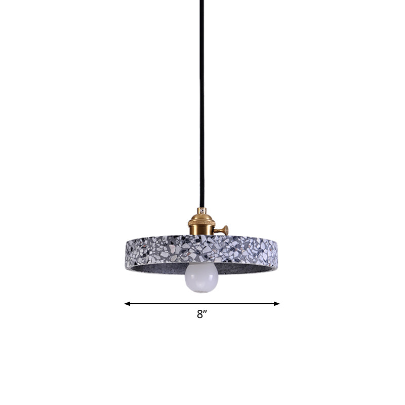 Round Bedside Hanging Light Fixture Terrazzo Single Simplicity Pendant Lamp with Rotary Switch