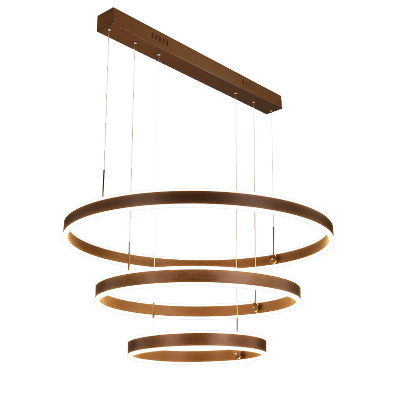 Circle LED Pendant Lighting Minimalistic Acrylic Living Room Chandelier in Coffee