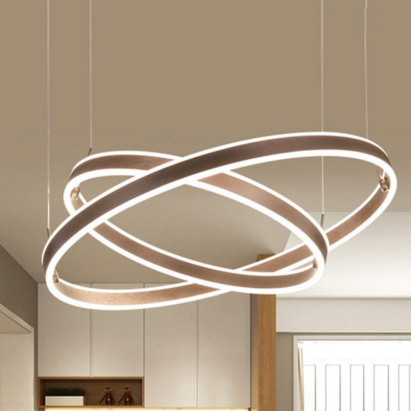 Circle LED Pendant Lighting Minimalistic Acrylic Living Room Chandelier in Coffee