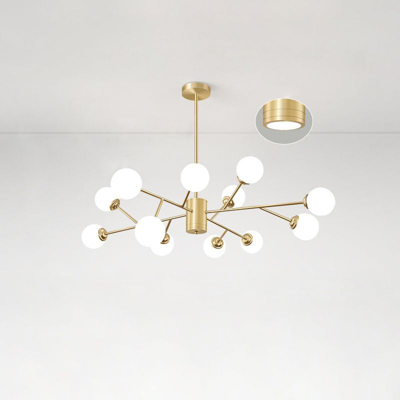 Molecular Chandelier Lamp Nordic Milky Glass Living Room Suspension Light in Gold