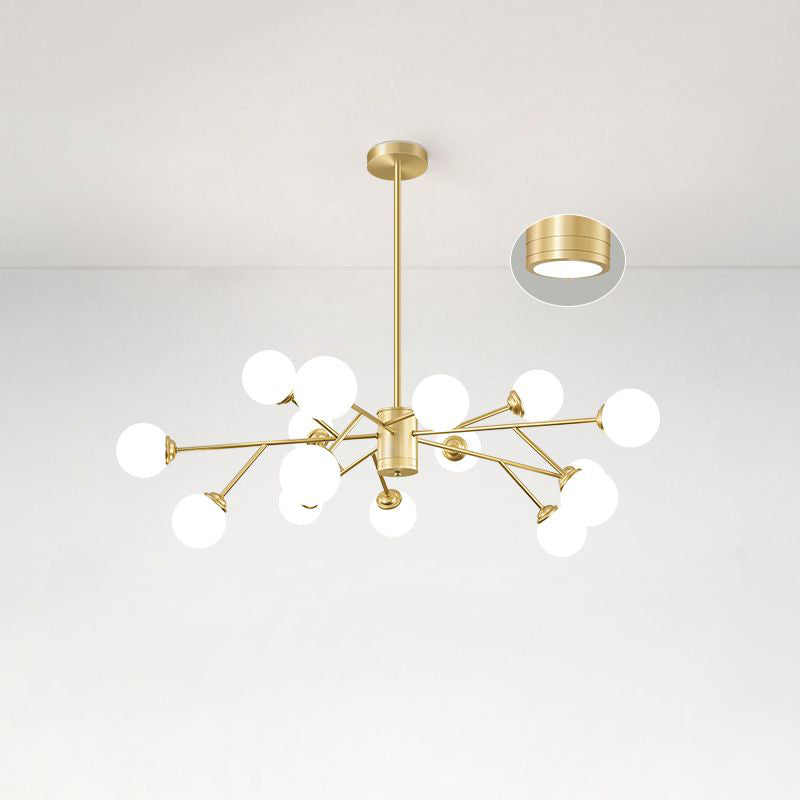 Molecular Chandelier Lamp Nordic Milky Glass Living Room Suspension Light in Gold