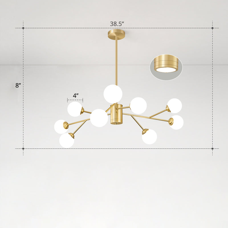 Molecular Chandelier Lamp Nordic Milky Glass Living Room Suspension Light in Gold