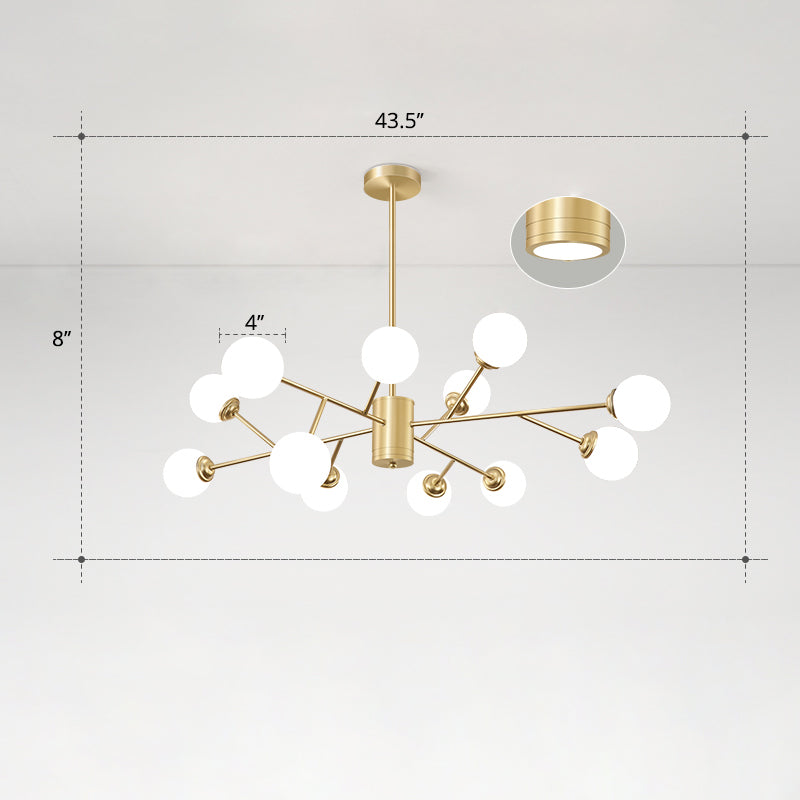 Molecular Chandelier Lamp Nordic Milky Glass Living Room Suspension Light in Gold