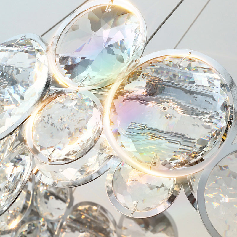 Beveled K9 Crystal Circles Chandelier Modern Stylish 8-Bulb Clear Ceiling Pendant Lamp
