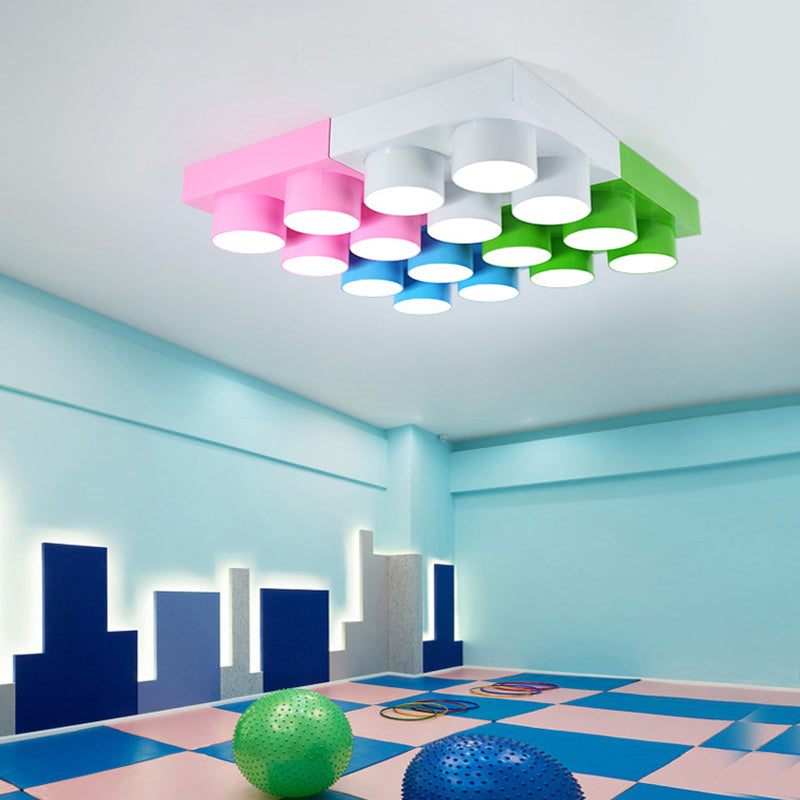 Spielzeug Brick Kindergarten Flush Ceiling Light Metal Creative Kids LED Flush Mount Halterung