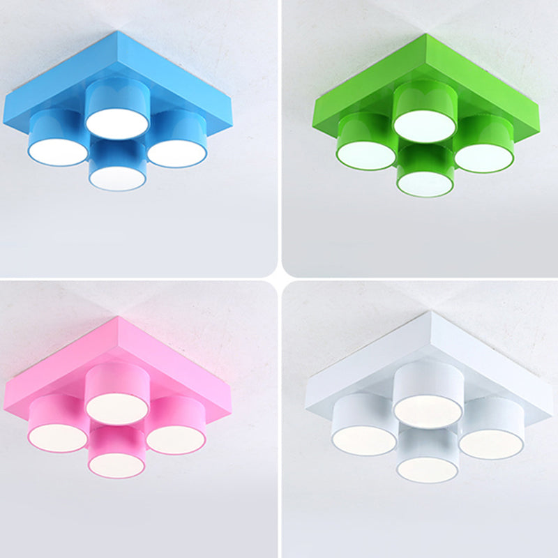 Spielzeug Brick Kindergarten Flush Ceiling Light Metal Creative Kids LED Flush Mount Halterung