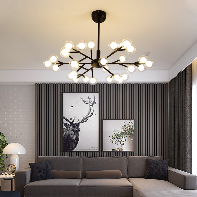 Dual Glass Glowworm Chandelier Light Nordic Style Suspension Pendant Light for Living Room