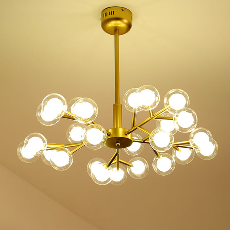 Dual Glass Glowworm Chandelier Light Nordic Style Suspension Pendant Light for Living Room