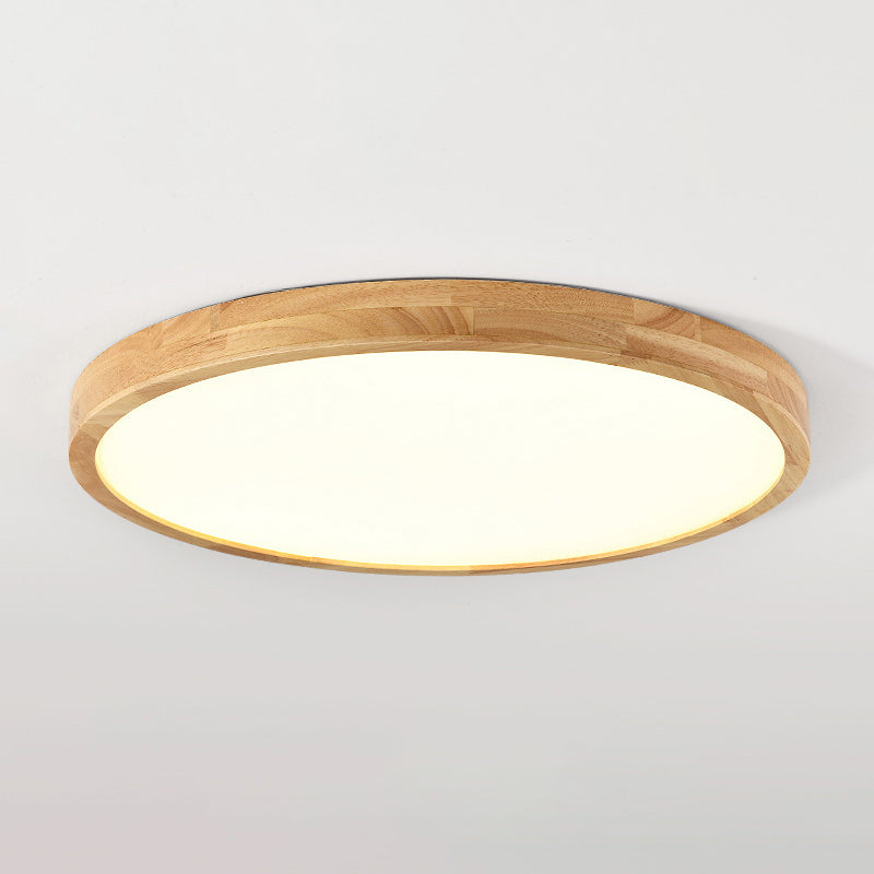 Accesorio de iluminación de techo de montaje empotrado LED nórdico con forma de disco de madera para vestíbulo