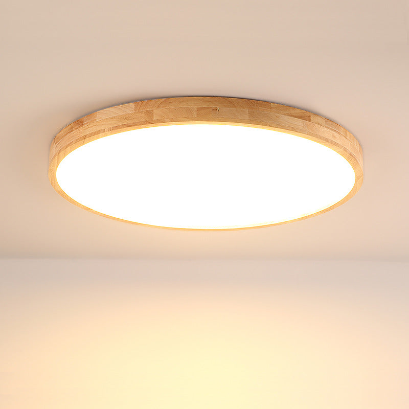 Accesorio de iluminación de techo de montaje empotrado LED nórdico con forma de disco de madera para vestíbulo
