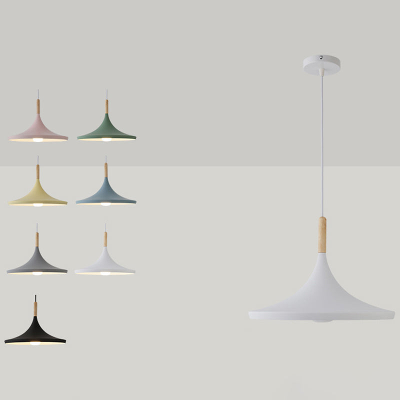Geometric Metal Pendant Light Fixture Macaron Style 1-Light Hanging Light for Dining Room