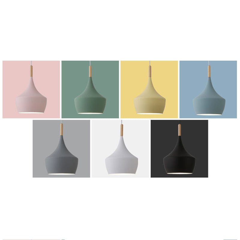 Geometric Metal Pendant Light Fixture Macaron Style 1-Light Hanging Light for Dining Room