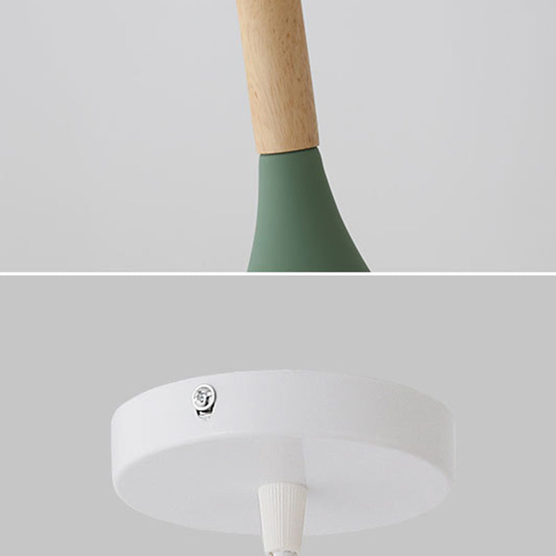 Geometric Metal Pendant Light Fixture Macaron Style 1-Light Hanging Light for Dining Room