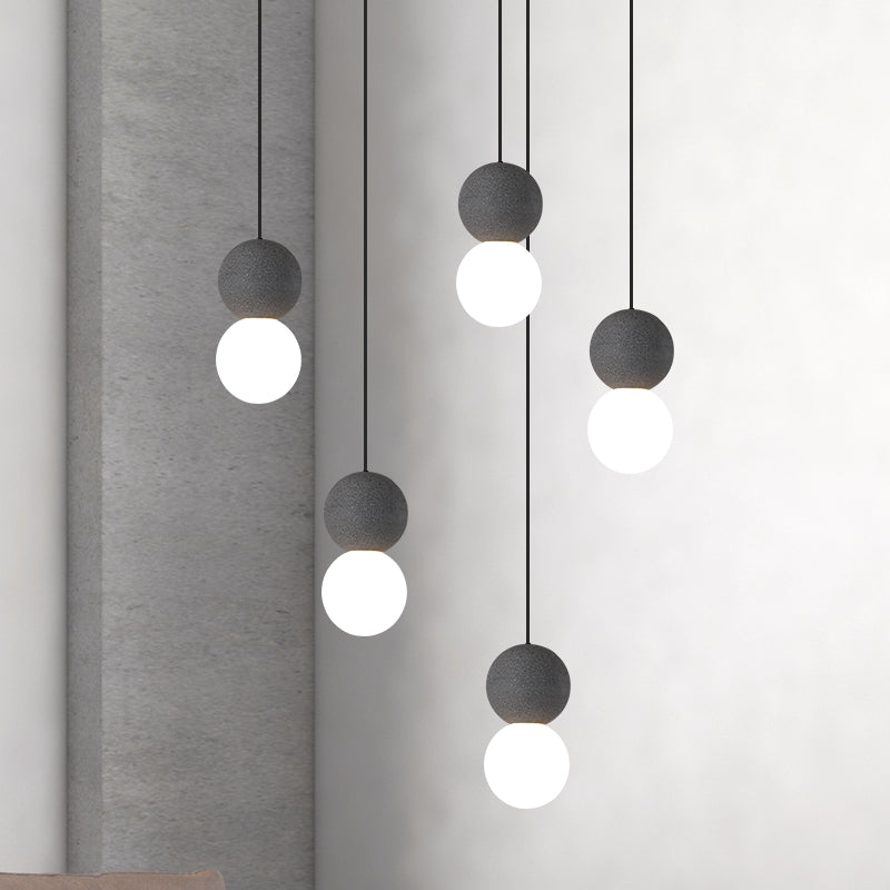 Simple Gourd Shaped Hanging Lamp Terrazzo 1-Light Bar Pendant Lighting with Opal Glass Shade