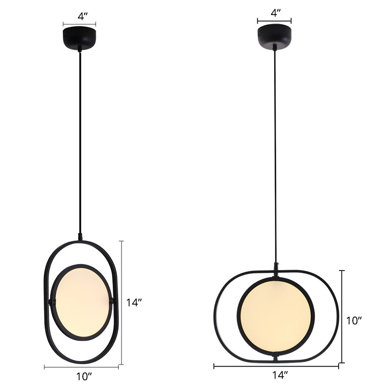 Oblong Bedside LED Pendant Lamp Acrylic Minimalistic Hanging Light Fixture in Black