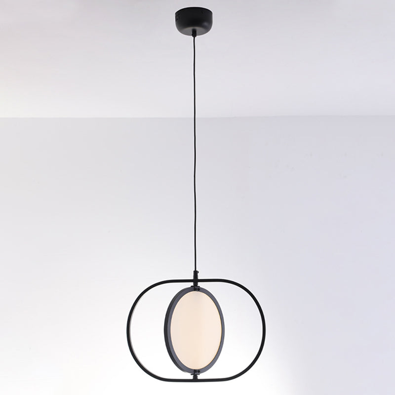 Oblong Bedside LED Pendant Lamp Acrylic Minimalistic Hanging Light Fixture in Black