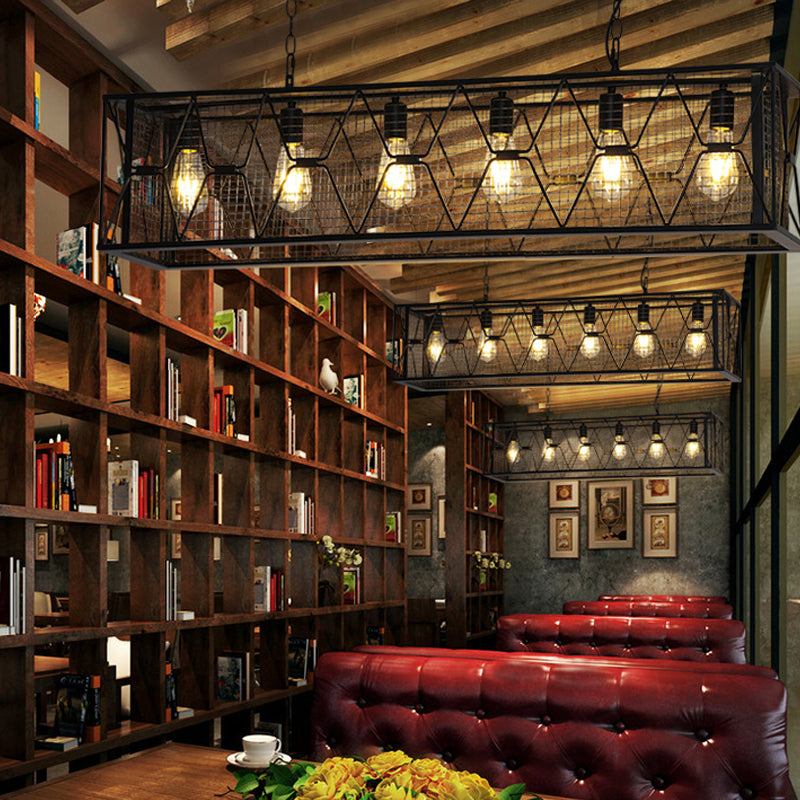 Éclairage d'île en métal noir