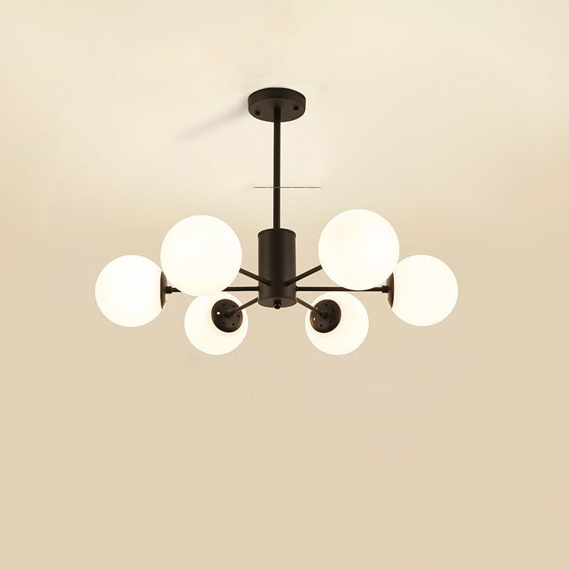 Opal Glass Radial Chandelier Postmodern Style Pendant Light Fixture for Living Room