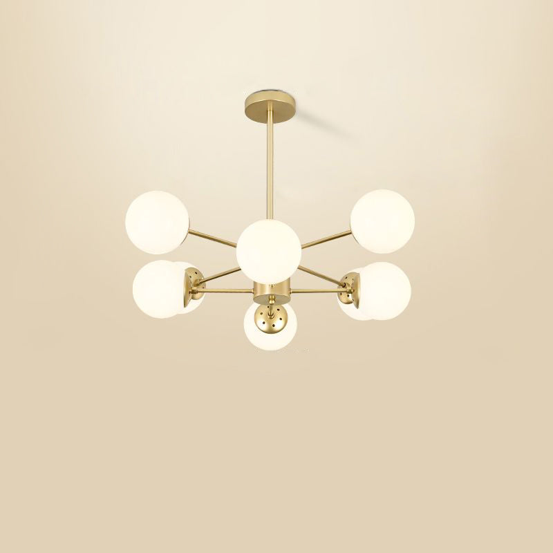 Opal Glass Radial Chandelier Postmodern Style Pendant Light Fixture for Living Room