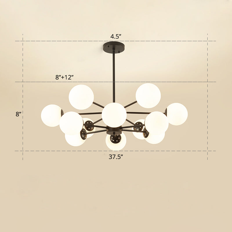 Lampadario a sospensione in stile postmoderno di vetro di vetro opale per soggiorno per soggiorno