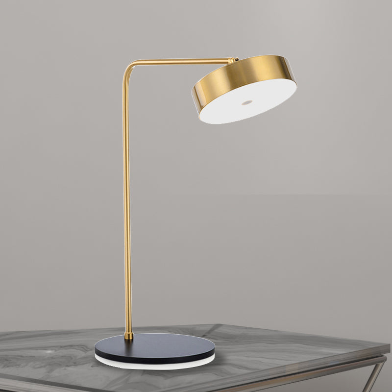 Metallic Round Shade Desk Lamp Contemporary Style 1 Light Black/Gold Desk Lighting for Bedroom