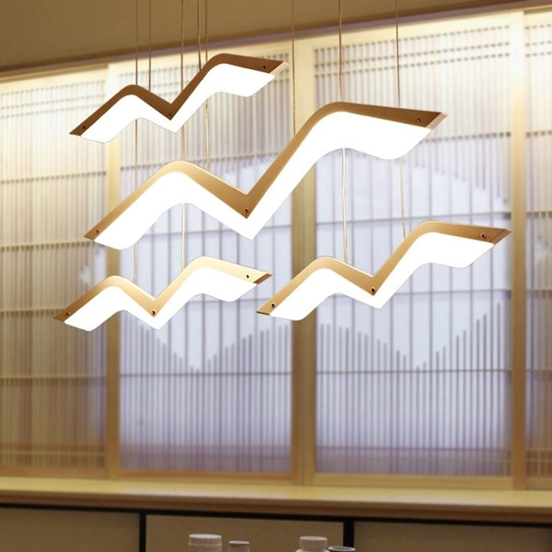 2/3/4/5 Seagull Multi Light Pendant Simple Acrylic Shade LED Hanging Lamp in White