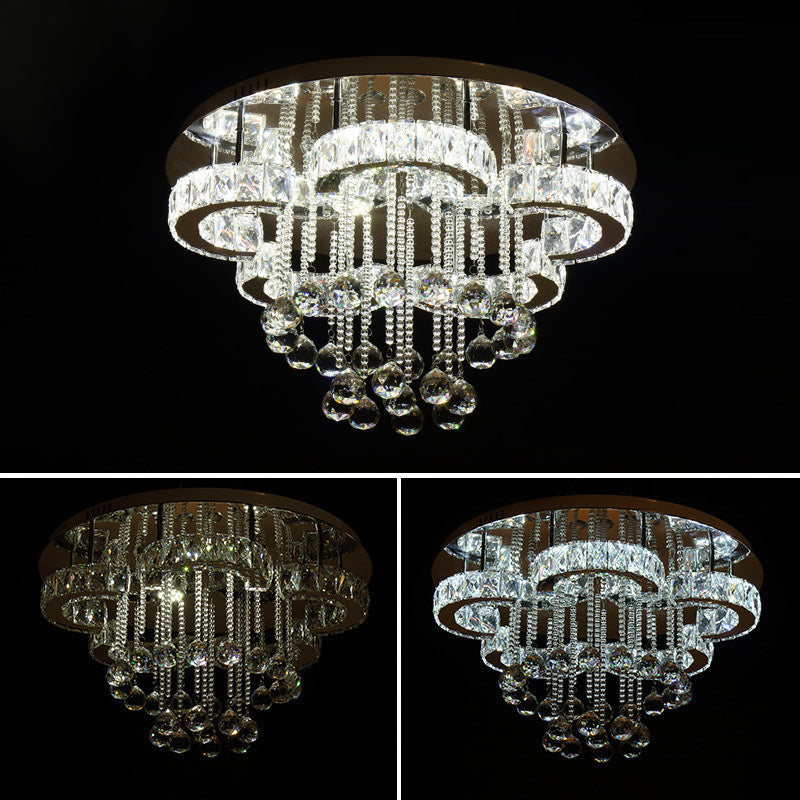 Clear Crystal Flower Ceiling Light Contemporary Chrome LED Flush Light für Wohnzimmer