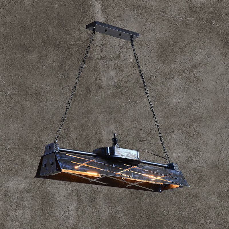 Metal Hollow-out Suspension Lamp Industrial 4-Light Dining Room Island Light Fixture