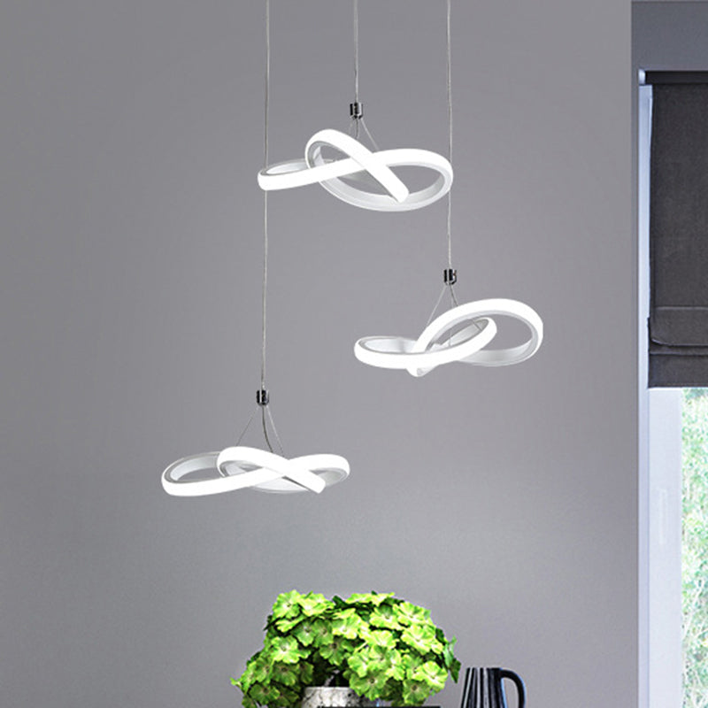 Acrylique Twisting Island Light Simple LED 3/4 HEAD WHITE PRENDANT PLADER LIGHT EN CHAUD / BLANC LEIL