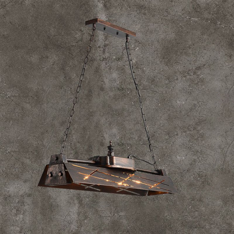 Metal Hollow-out Suspension Lamp Industrial 4-Light Dining Room Island Light Fixture
