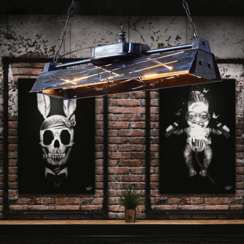 Metal Hollow-out Suspension Lamp Industrial 4-Light Dining Room Island Light Fixture