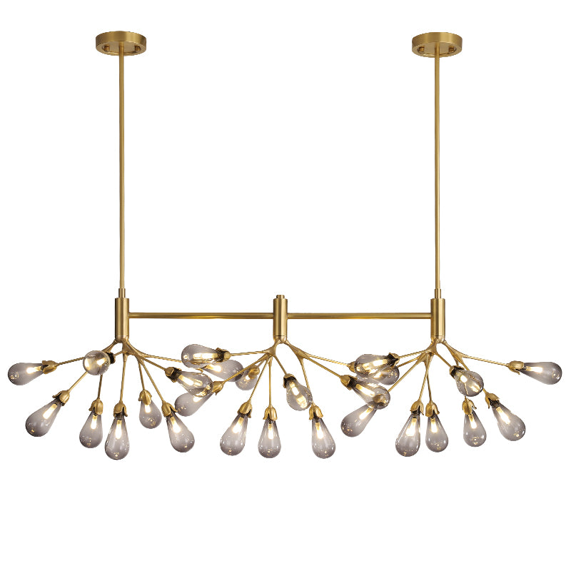 Brass Finish Firefly Suspension Light Postmodern 27 Lights Glass Island Light Fixture
