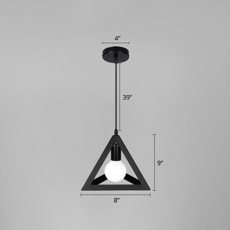Black 1 Head Suspension Lamp Industrial Iron Geometric Cage Hanging Ceiling Light for Restaurant