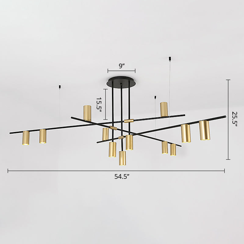 Postmodern Cross Brain lampadario in metallo soggiorno sospeso in nero in nero e oro