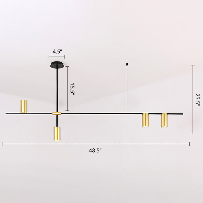 Postmodern Cross Brain lampadario in metallo soggiorno sospeso in nero in nero e oro