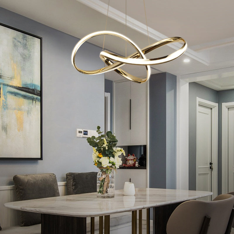 Twist Aluminum Chandelier Artistic Gold LED Hanging Ceiling Light for Dining Room