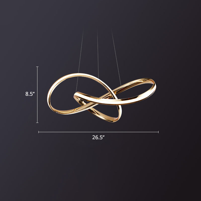 Twist Aluminum Chandelier Artistic Gold LED Hanging Ceiling Light for Dining Room