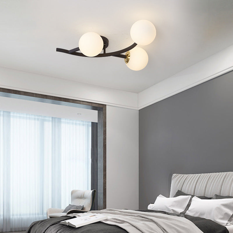 Branch Semi Flush Mount Lighting Postmodern Ball Glass Ceiling Light for Living Room